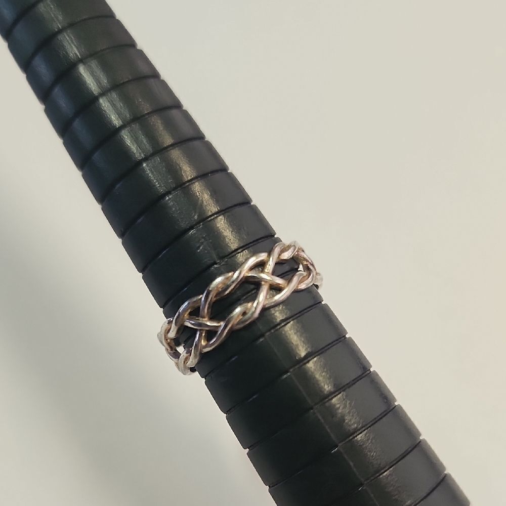 Silver Plated Braided Women's Ring 7.5 ,marked Cw 925